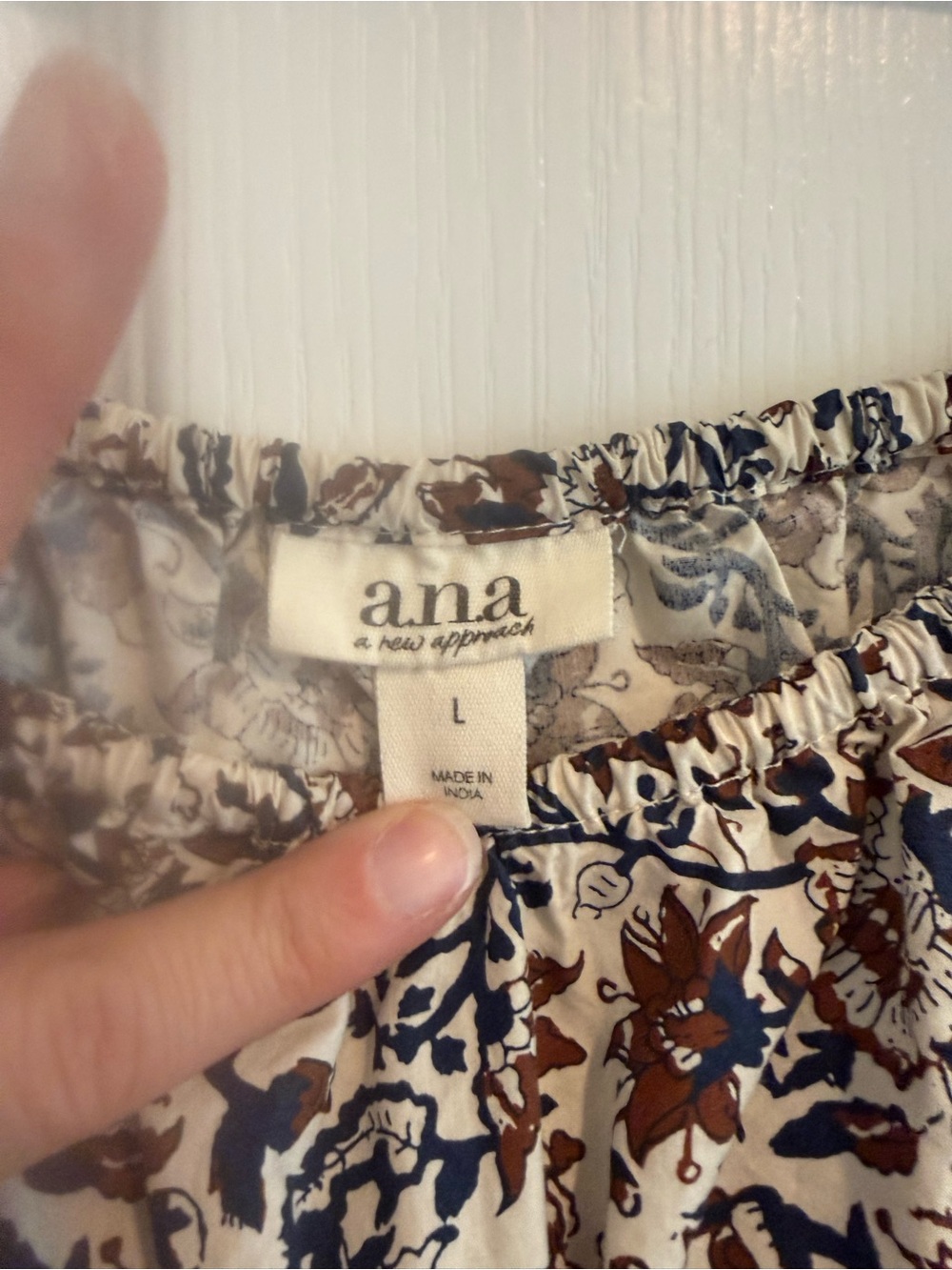 a.n.a Floral Smocked Midi Dress in Cream, Brown and Navy - Picture 3 of 4